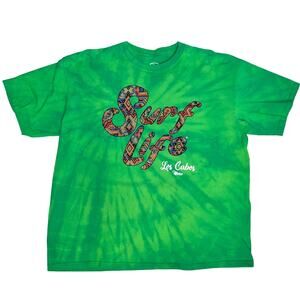 Surf Life Mens Los Cabos Mexico Graphic Green T-Shirt Tie Dye XXL